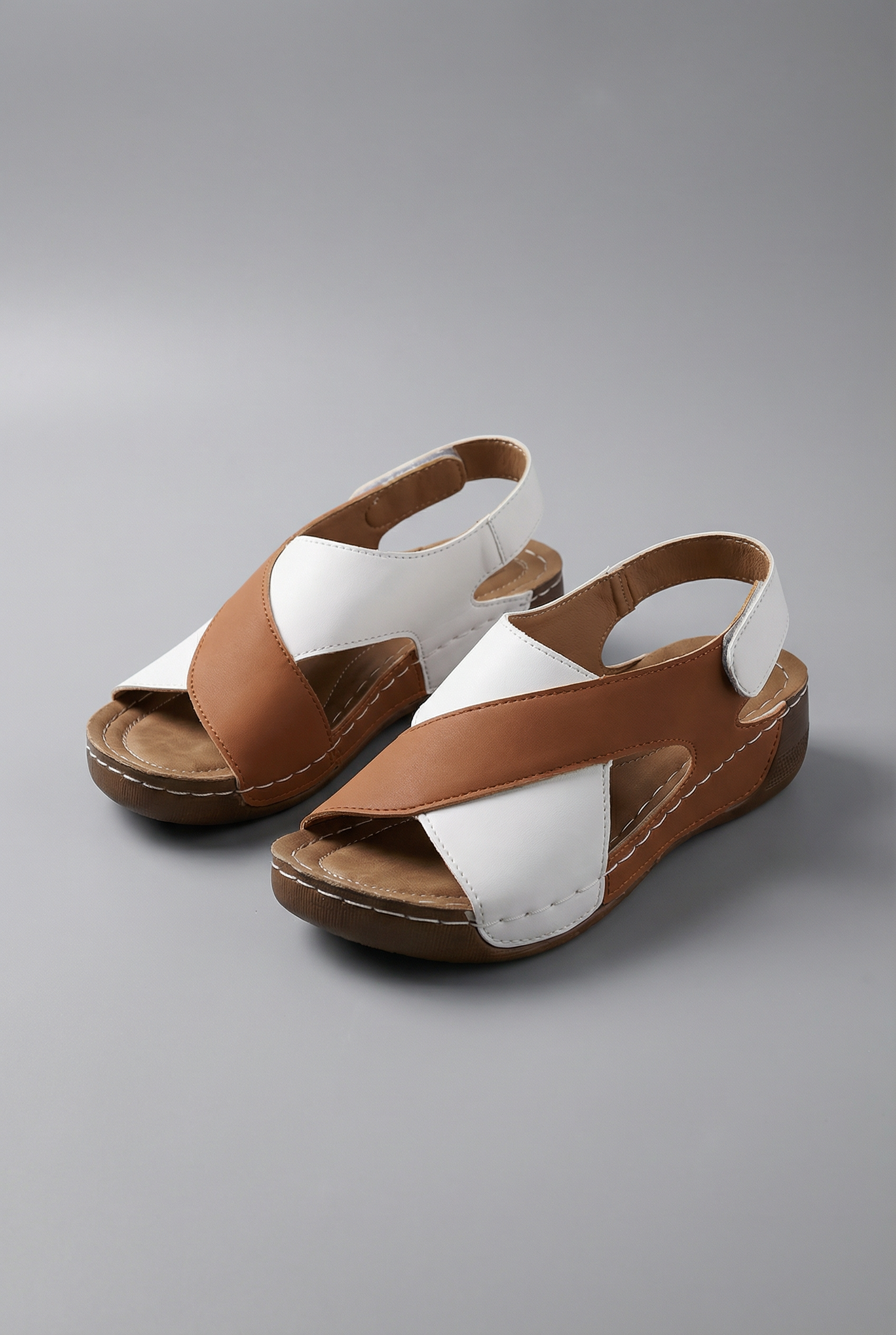Women's Contrast-Trim Wedge Sandals with Crisscross Straps