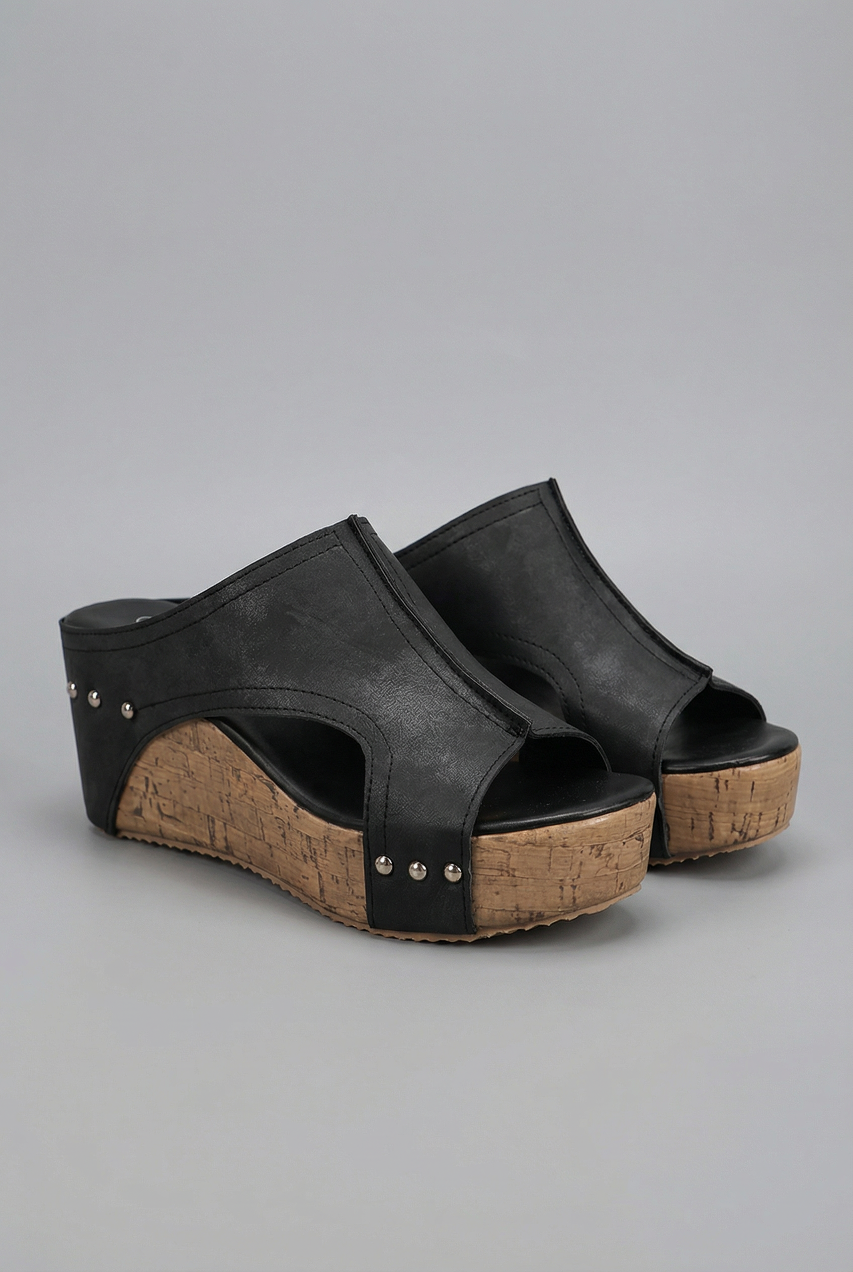 Women's Retro-Inspired Platform Wedge Slip-On Open-Toe Sandals
