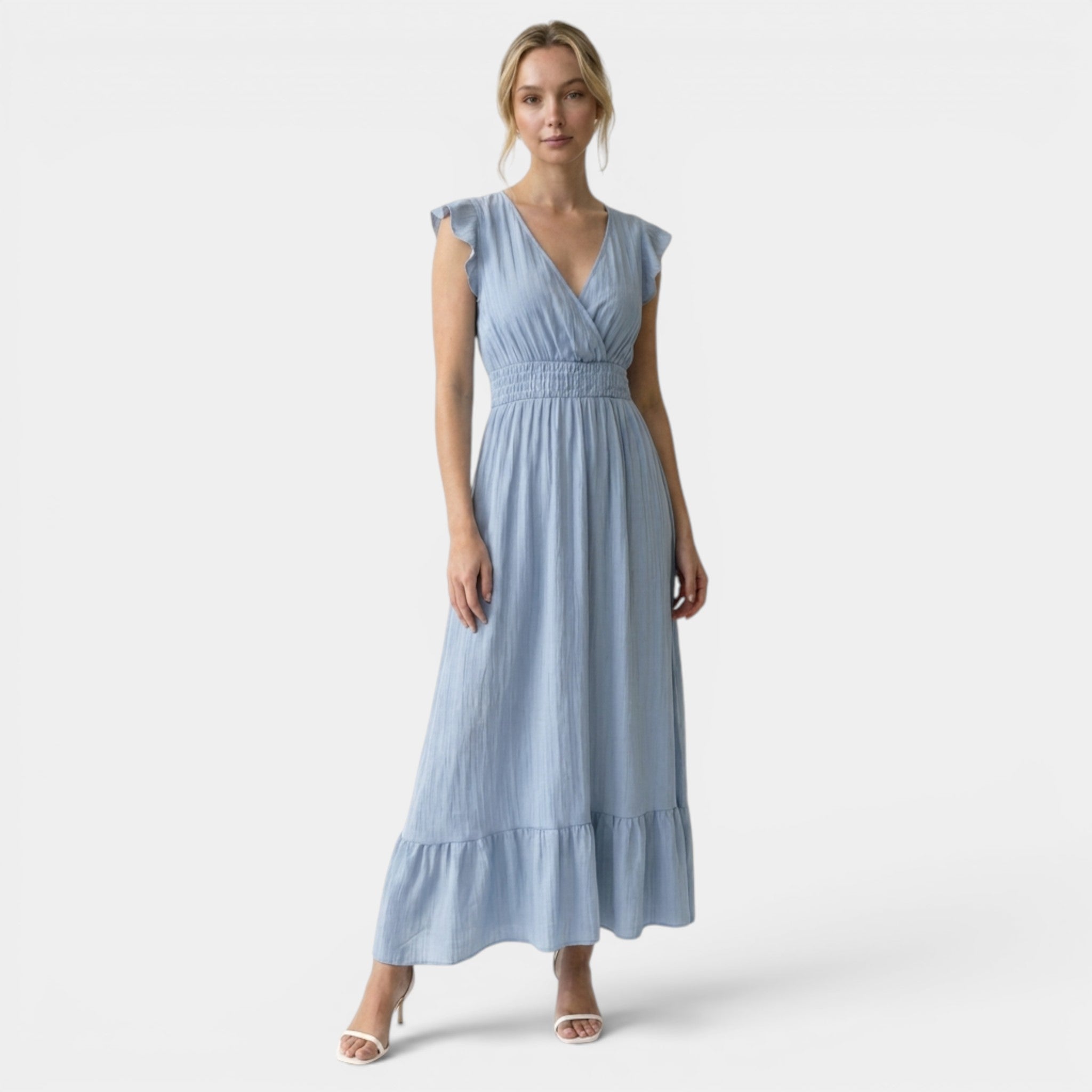 Women’s V Neck Maxi Dress Elastic Summer