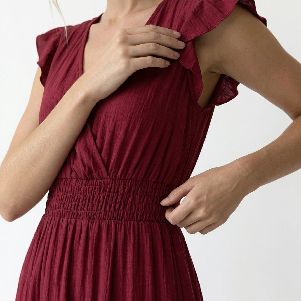 Women’s V Neck Maxi Dress Elastic Summer
