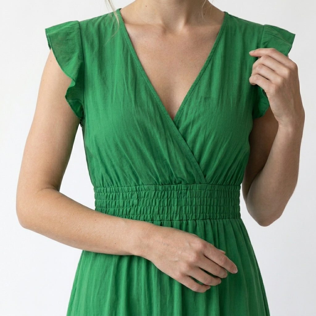 Women’s V Neck Maxi Dress Elastic Summer