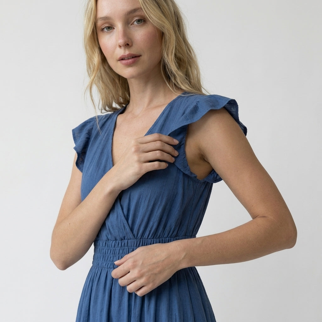 Women’s V Neck Maxi Dress Elastic Summer