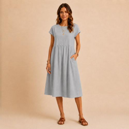 Meau - Casuel Elegant Midi Dress With Pockets