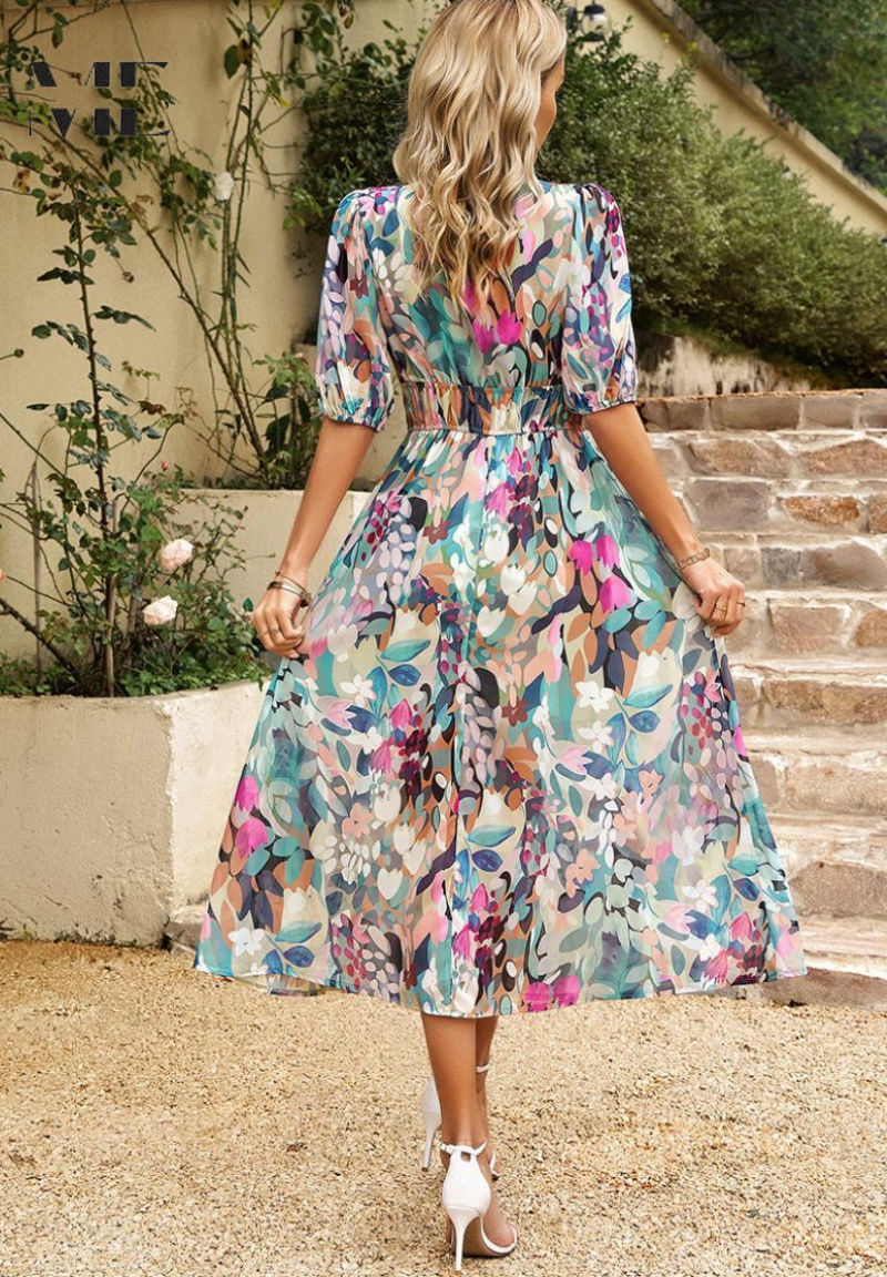 Women's Midi Dress V Neck