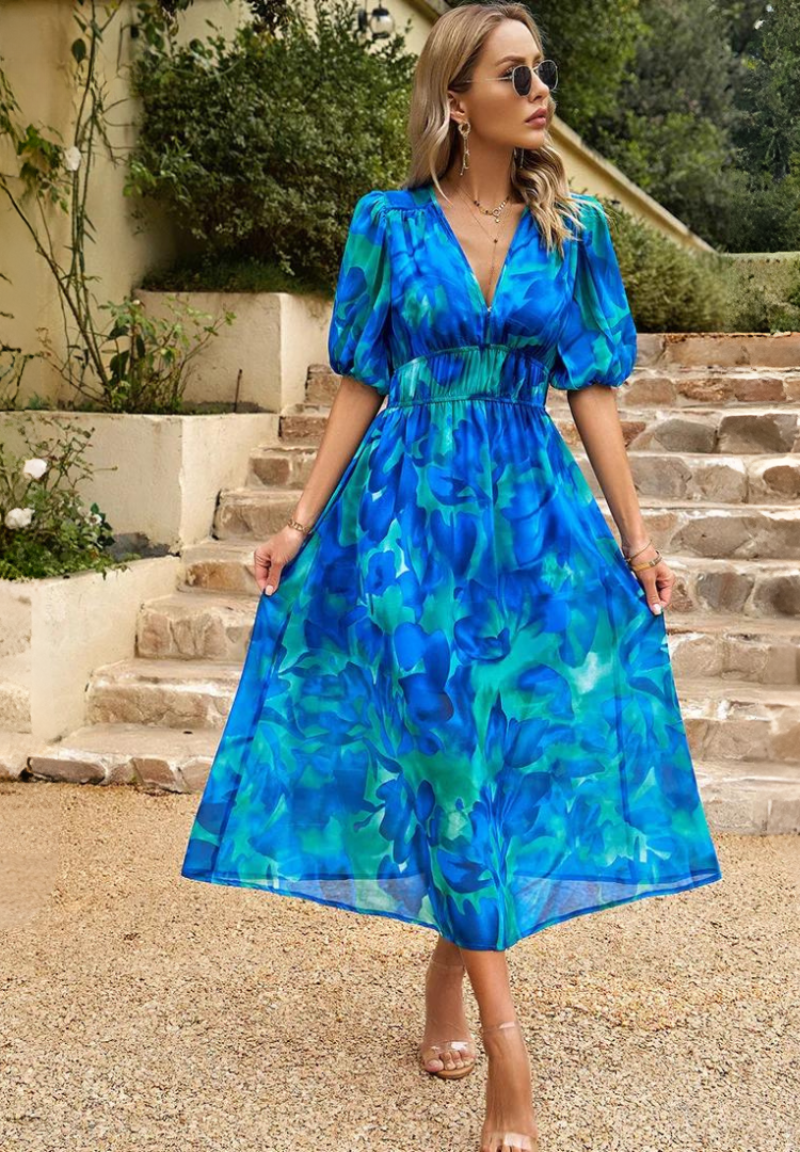 Women's Midi Dress V Neck