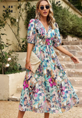 Women's Midi Dress V Neck