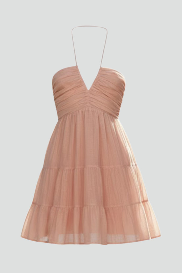 Women's Neck Tiered Mini Dress