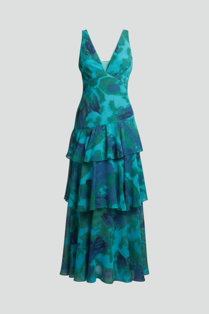 Women's V-Neck Tiered Maxi Dress